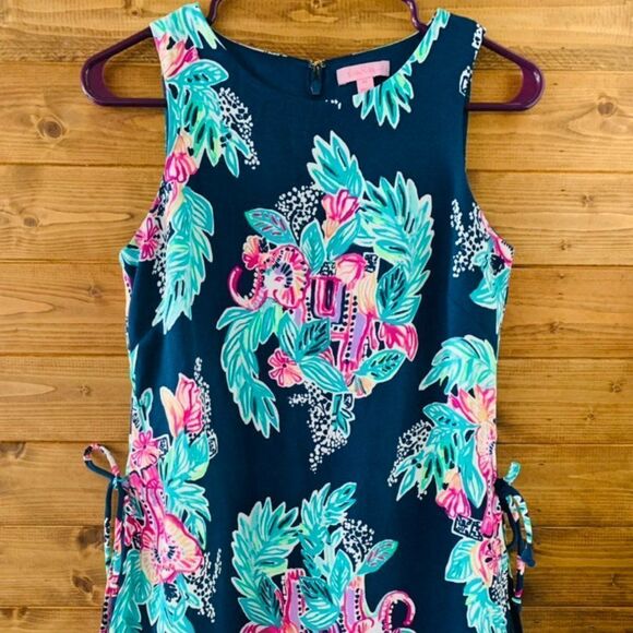 Lilly Pulitzer Donna Inky Navy Elephant Romper Size 00 - Picture 2 of 5